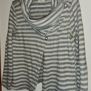 Maurices Gray Striped Cowl Neck Sweater